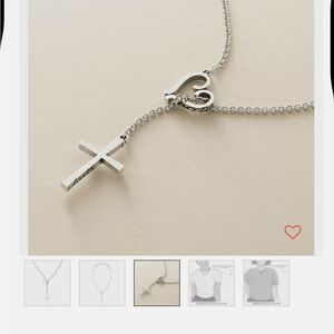 Silver Cross and Heart Necklace